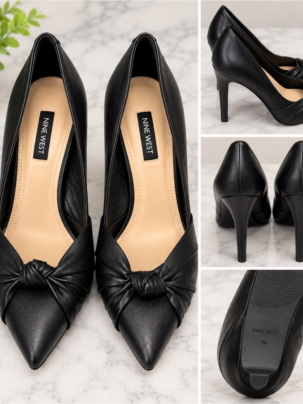 Nine West Black Pointed Knot Detail Pumps